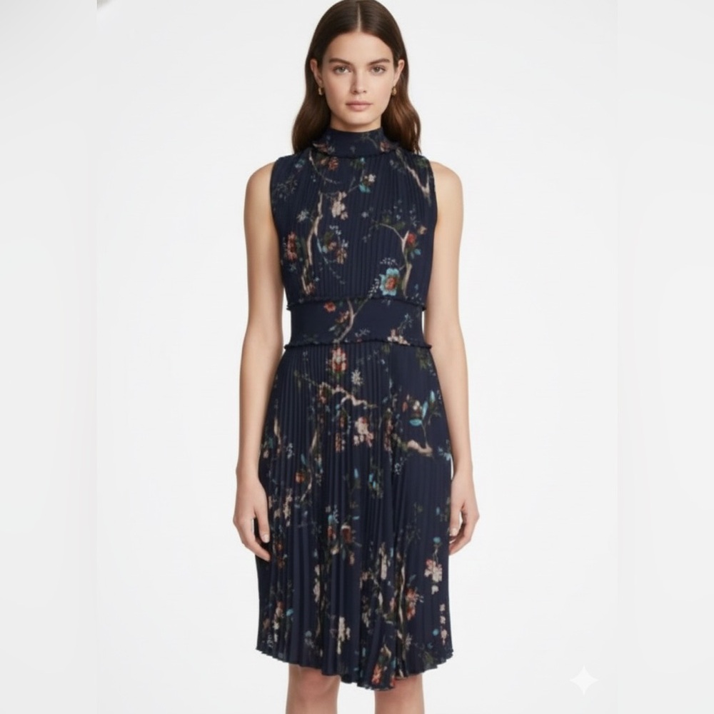 Nanette Lepore Sleeveless Pleated Midi Dress Size 6